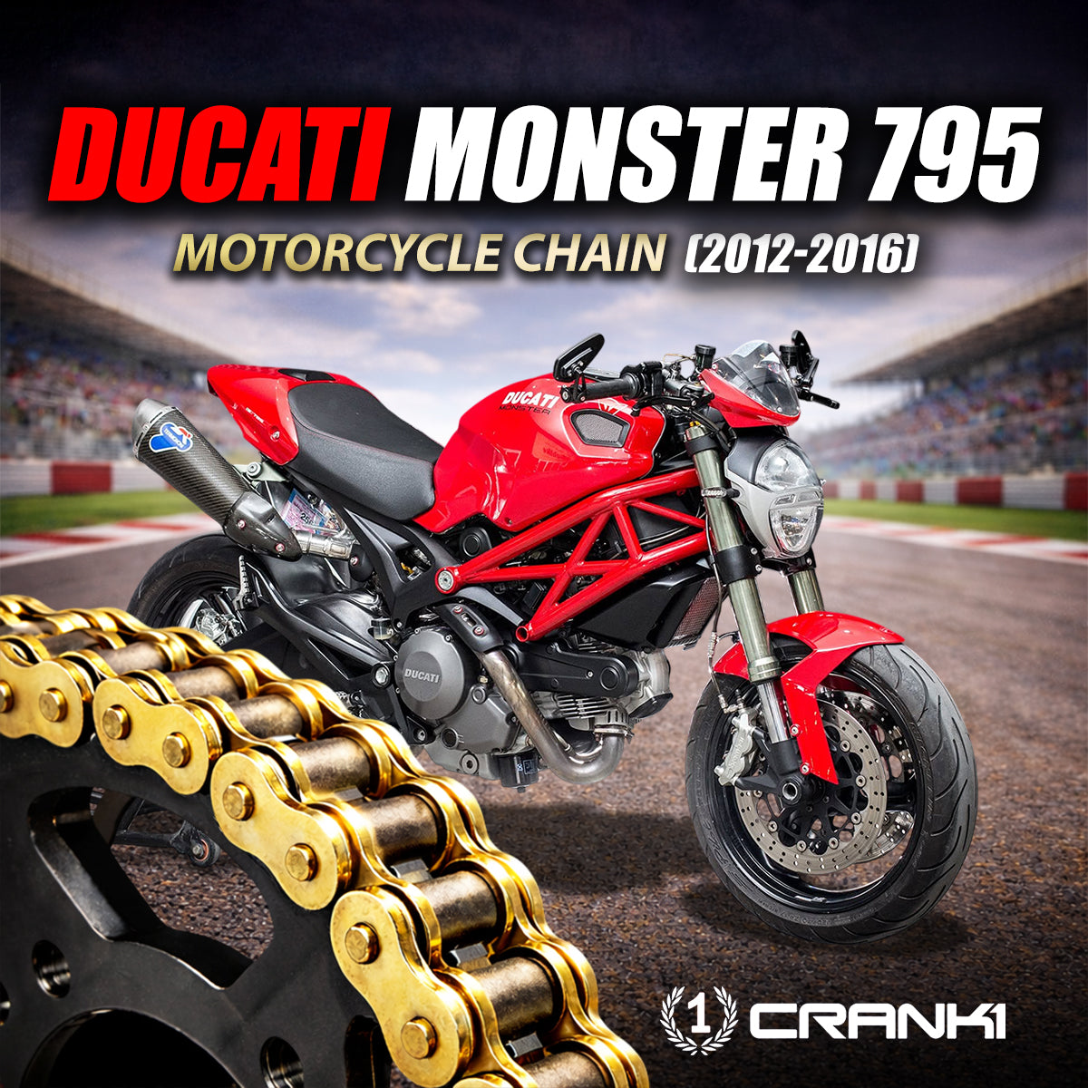 Chain For Ducati Monster 795 (2012-2016) - 525 Pitch x 104 Links Gold (ZVMX)