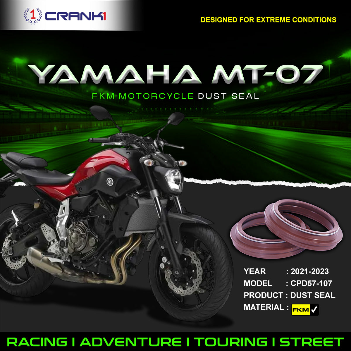 Fork Dust Seals Pair For Yamaha MT-07 (2021-2023) - CPD57-107