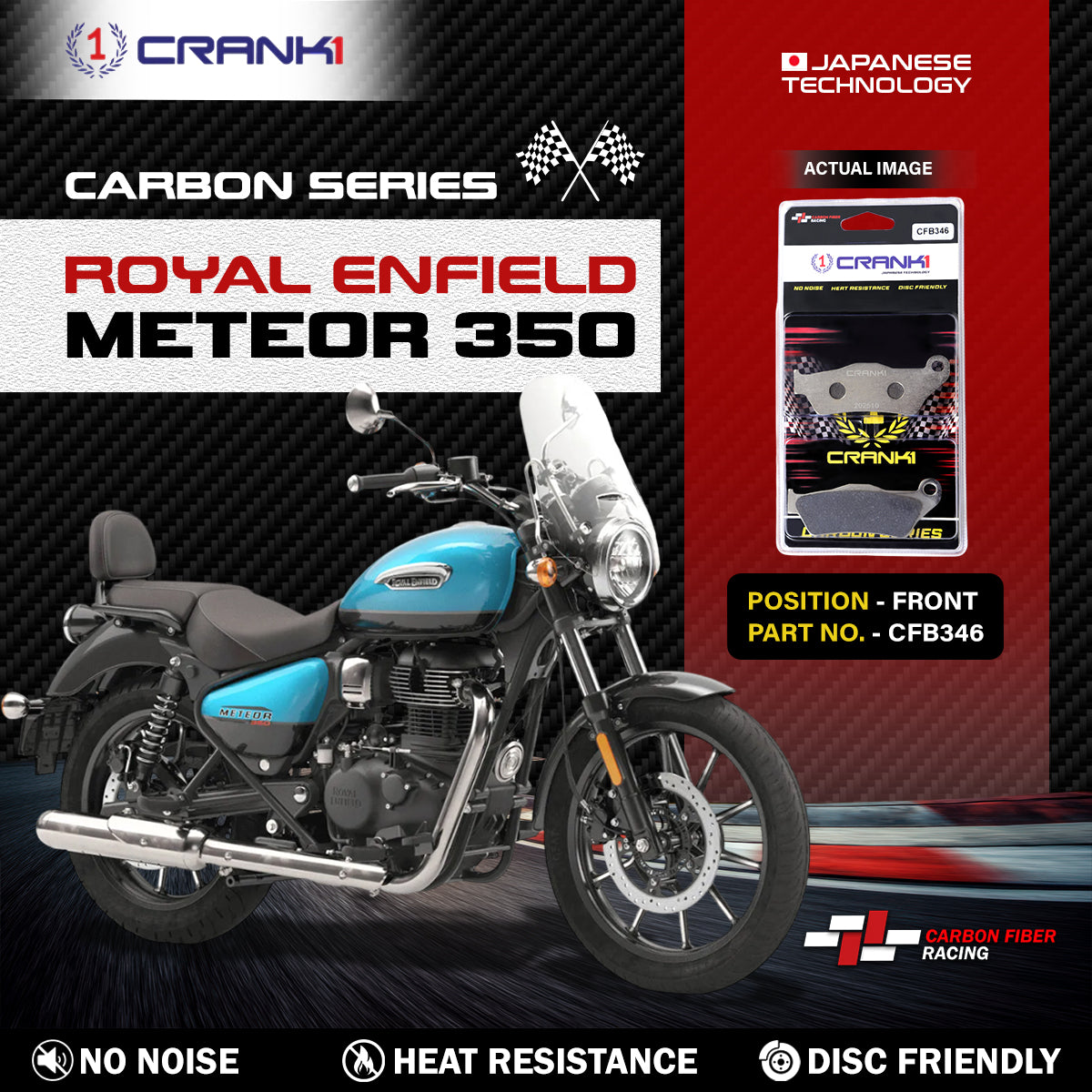 Carbon Brake Pads For Royal Enfield Meteor 350 - Front - CFB346