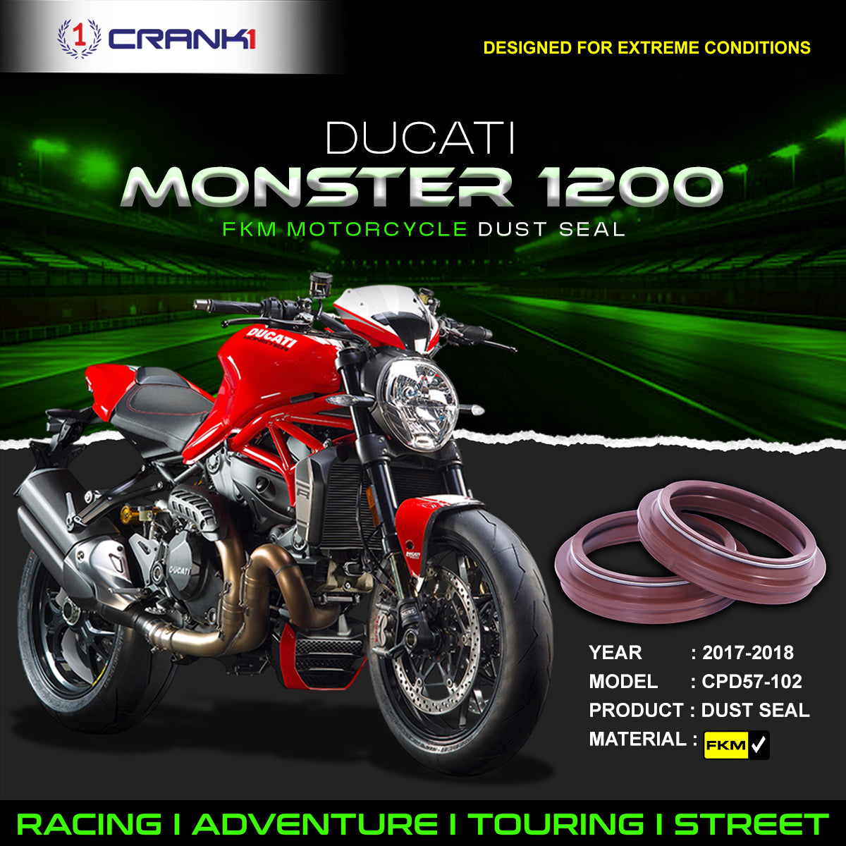 Fork Dust Seals Pair For Ducati Monster 1200 (2017-2018) - CPD57-102