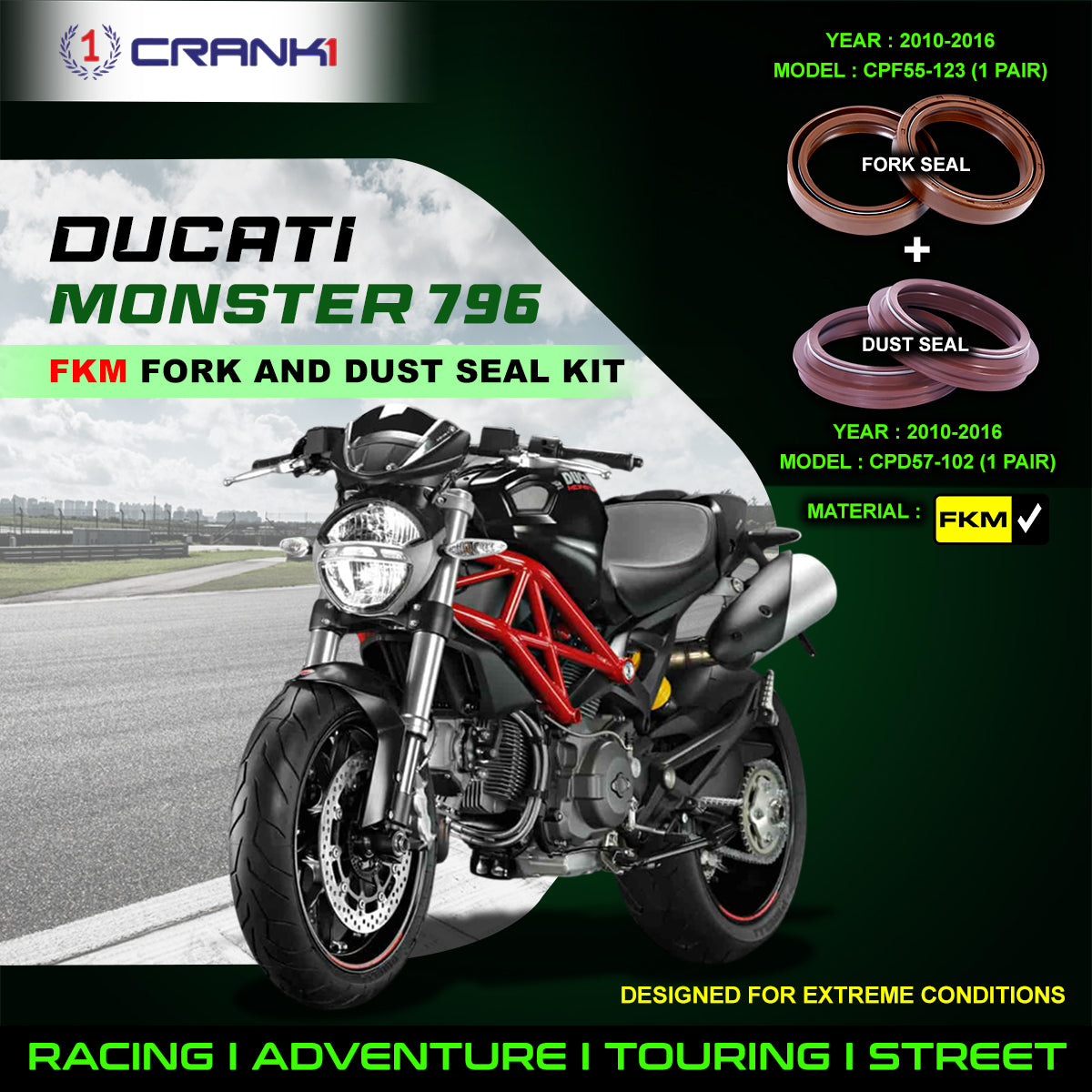 Fork And Dust Seals Kit For Ducati Monster 796 (2010-2016)