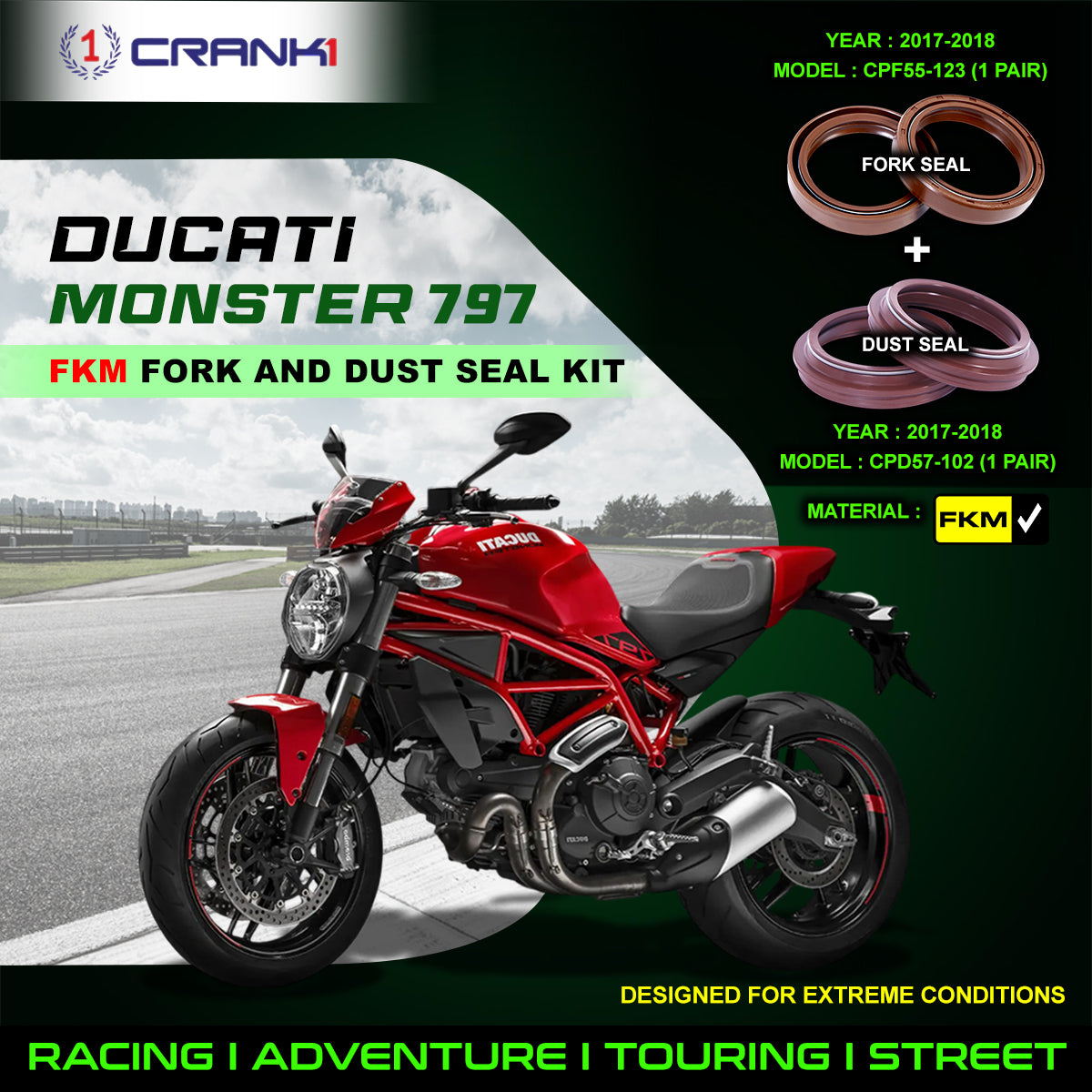 Fork And Dust Seals Kit For Ducati Monster 797 (2017-2018)