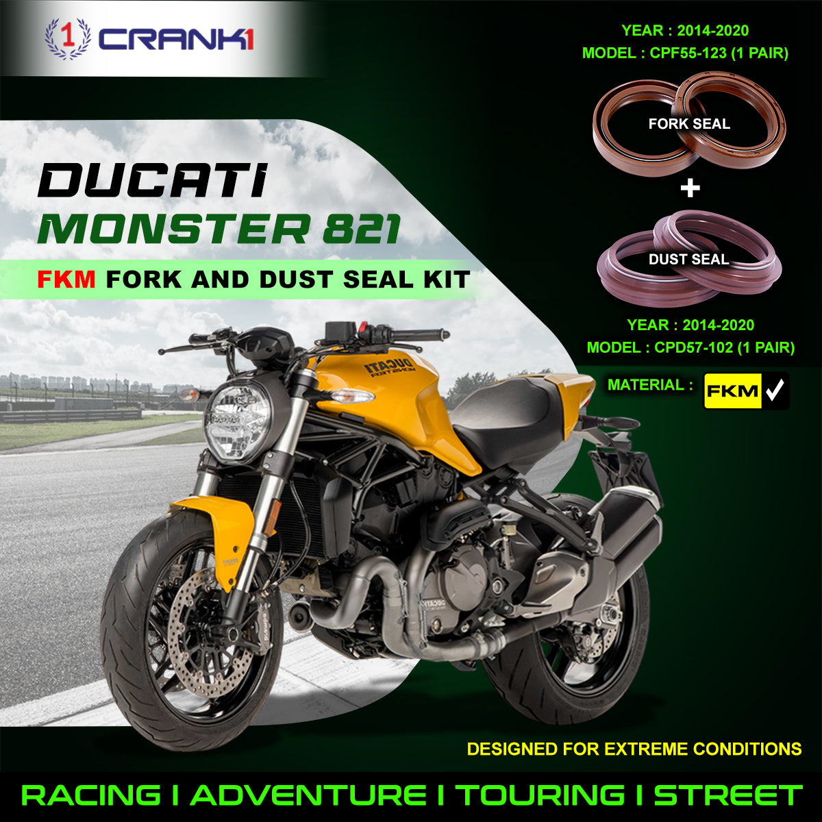 Fork And Dust Seals Kit For Ducati Monster 821 (2014-2020)