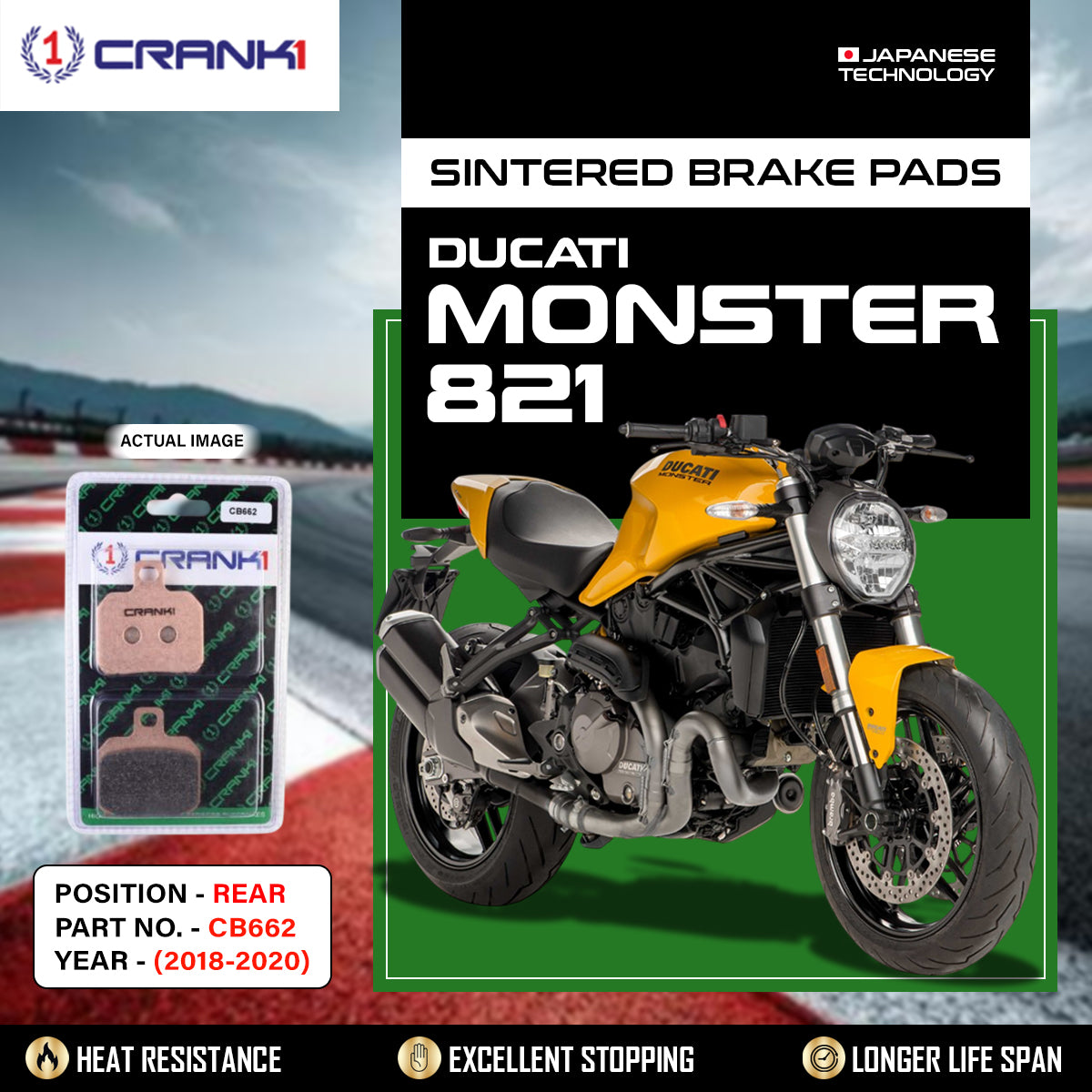 Sintered Brake Pads For Ducati Monster 821	(2018-2021) - Rear - CB662