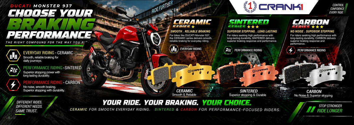 Ceramic Brake Pads For  Ducati Monster 937 (2022) - Rear - CRM469 - 1 Set | Smooth Braking | Heat Resistant | Long Life | Disc Friendly