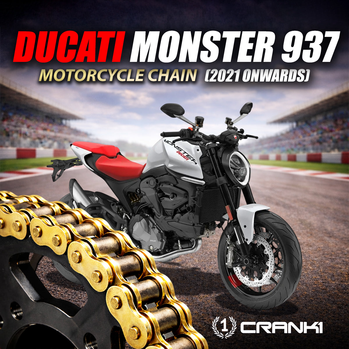 Chain For Ducati Monster 937 (2021 Onwards) - 520 Pitch x 106 Links Gold (ZVMX)