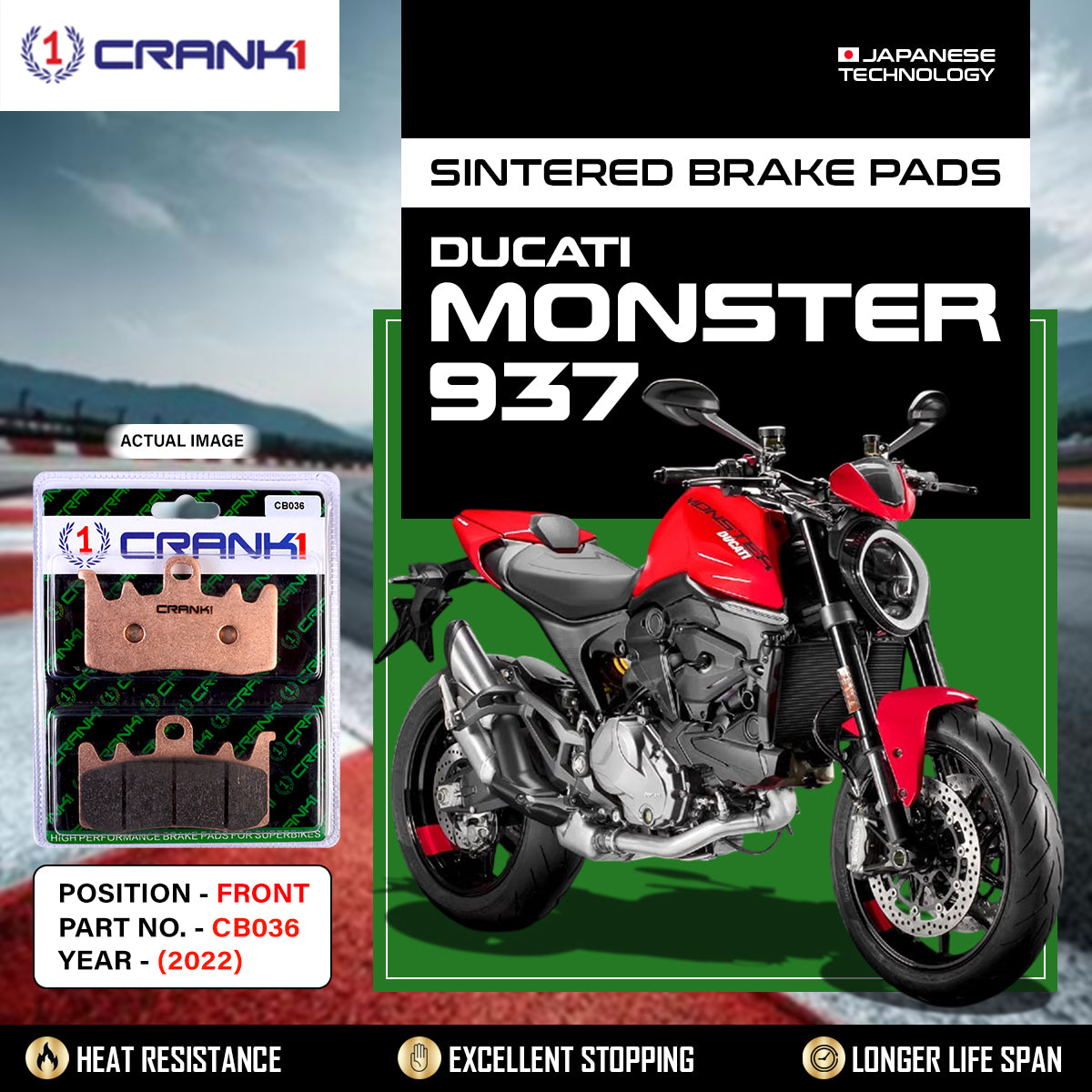 Sintered Brake Pads For Ducati Monster 937 (2022) - Front - CB036 - 2 Sets