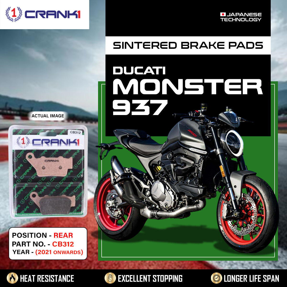 Sintered Brake Pads For Ducati Monster 937 (2021 Onwards) - Rear - CB312