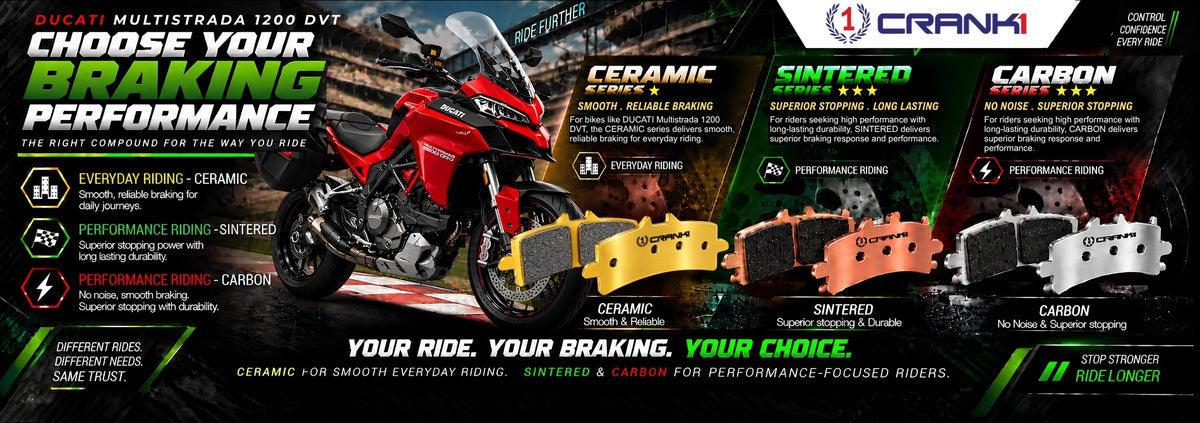 Ceramic Brake Pads For  Ducati Multistrada 1200  DVT  (2015-2018) - Front - CRM1309 - 2 Sets | Smooth Braking | Heat Resistant | Long Life | Disc Friendly