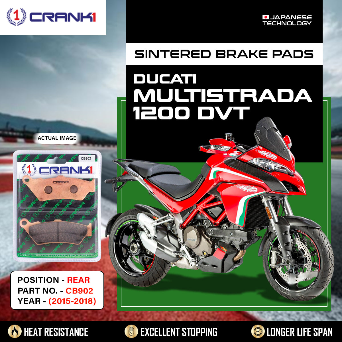 Sintered Brake Pads For Ducati Multistrada 1200 DVT (2015-2018) - Rear - CB902