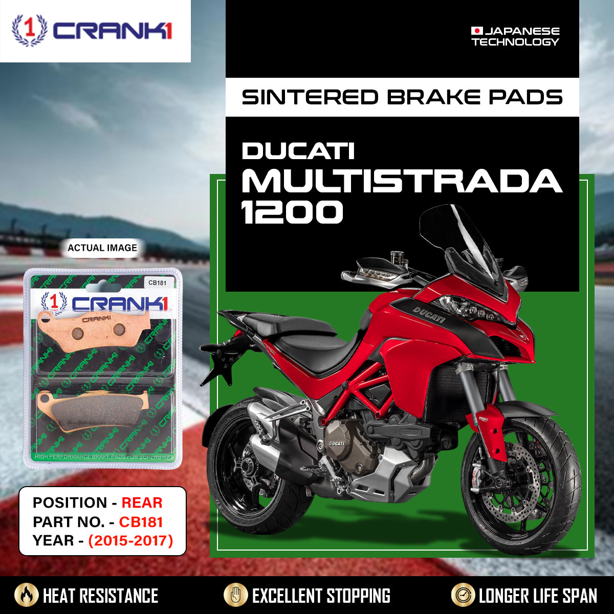 Sintered Brake Pads For Ducati Multistrada 1200 (2015-2017) - Rear - CB181 - 1 Set