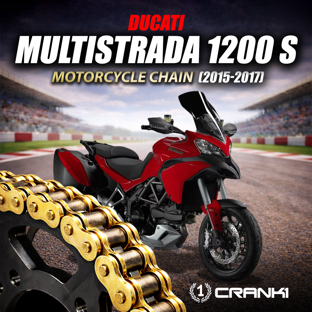 Chain For Ducati Multistrada 1200S (2015-2017) - 525 Pitch x 118 Links Gold (ZVMX)