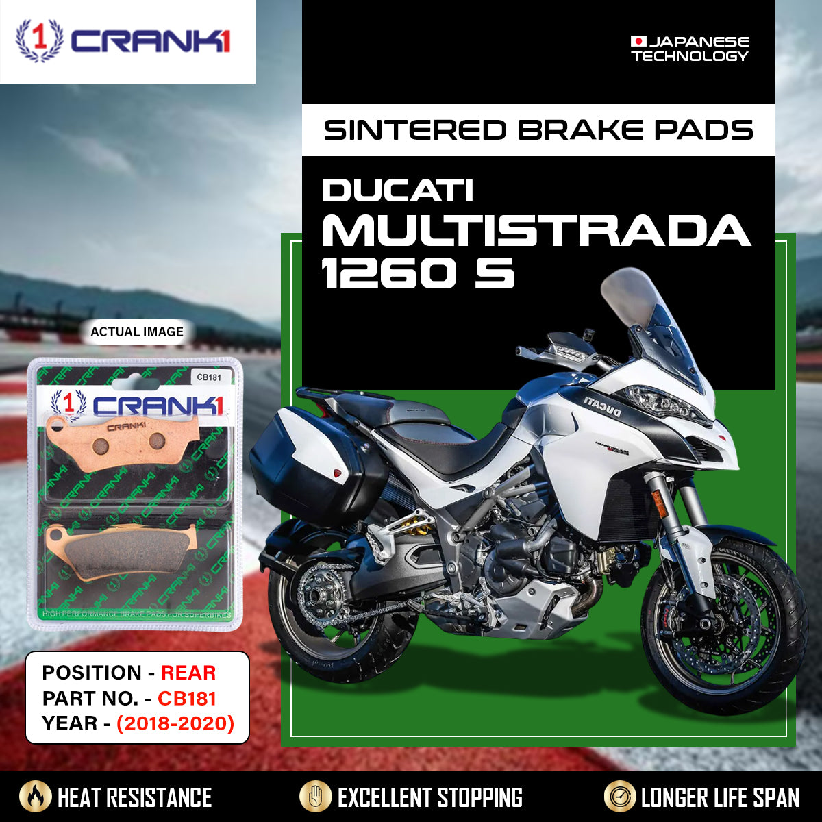 Sintered Brake Pads For Ducati Multistrada 1260 / S (2018-2020) - Rear - CB181