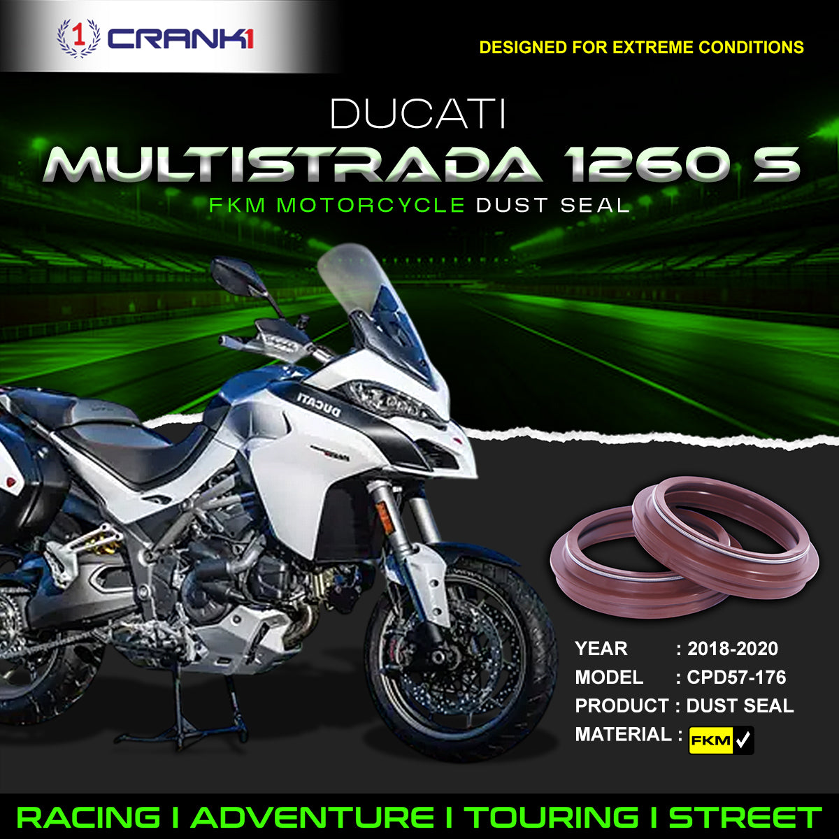 Fork Dust Seals Pair For Ducati Multistrada 1260 S (2018-2020) - CPD57-176
