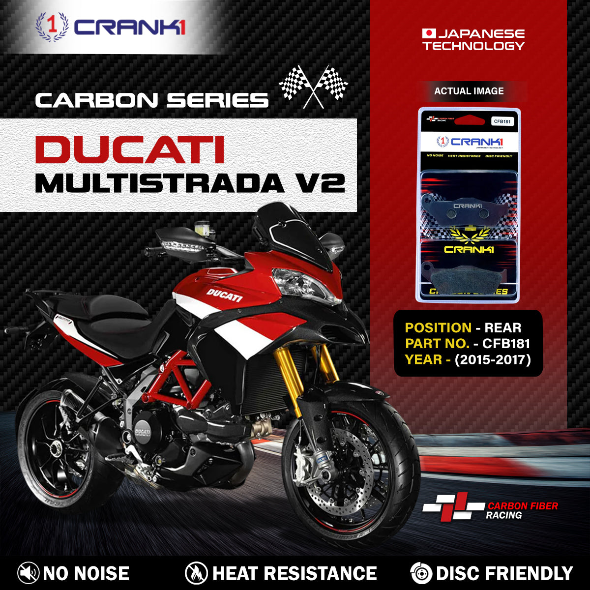 Carbon Brake Pads For Multistrada V2 (2015-2017) - Rear - CFB181