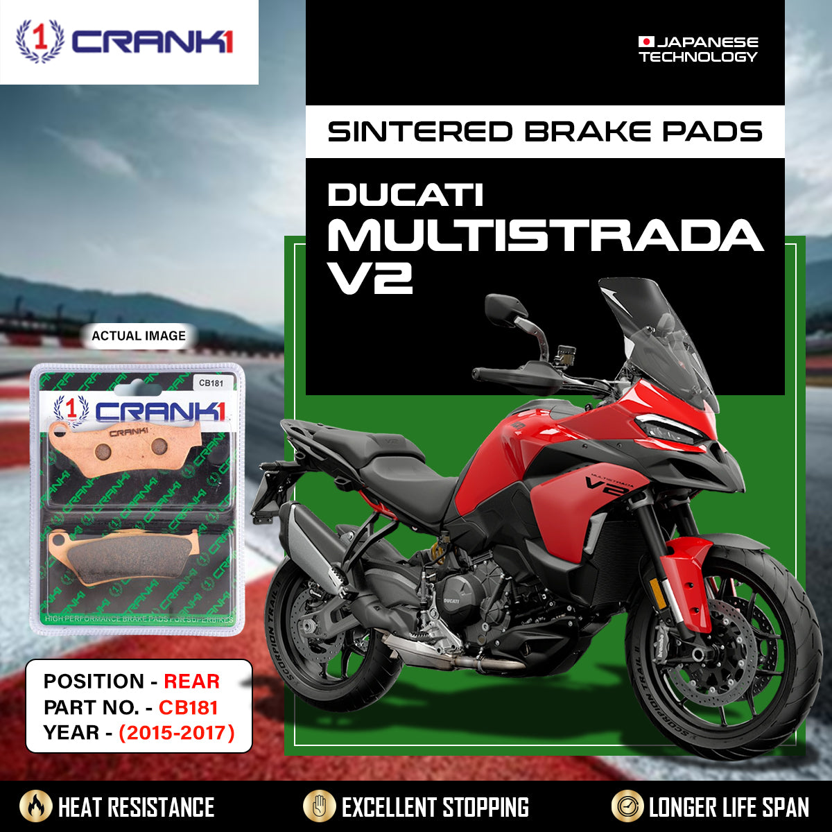 Sintered Brake Pads For Ducati Multistrada V2 (2015-2017) - Rear - CB181 - 1 Set