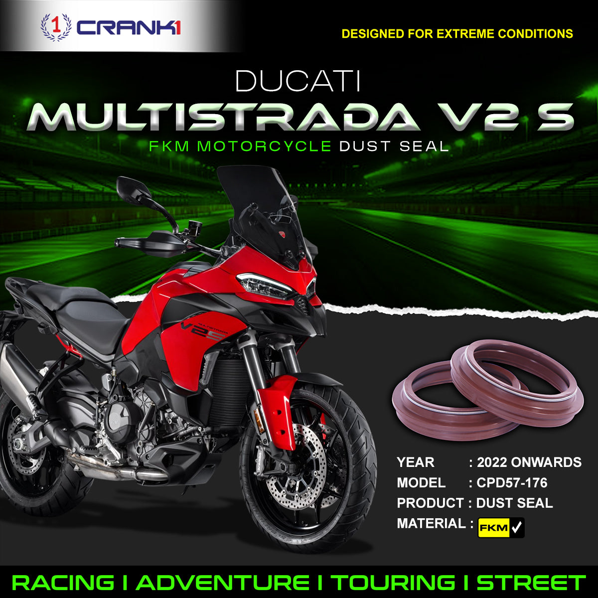 Fork Dust Seals Pair For Ducati Multistrada V2 S (2022 Onwards) - CPD57-176
