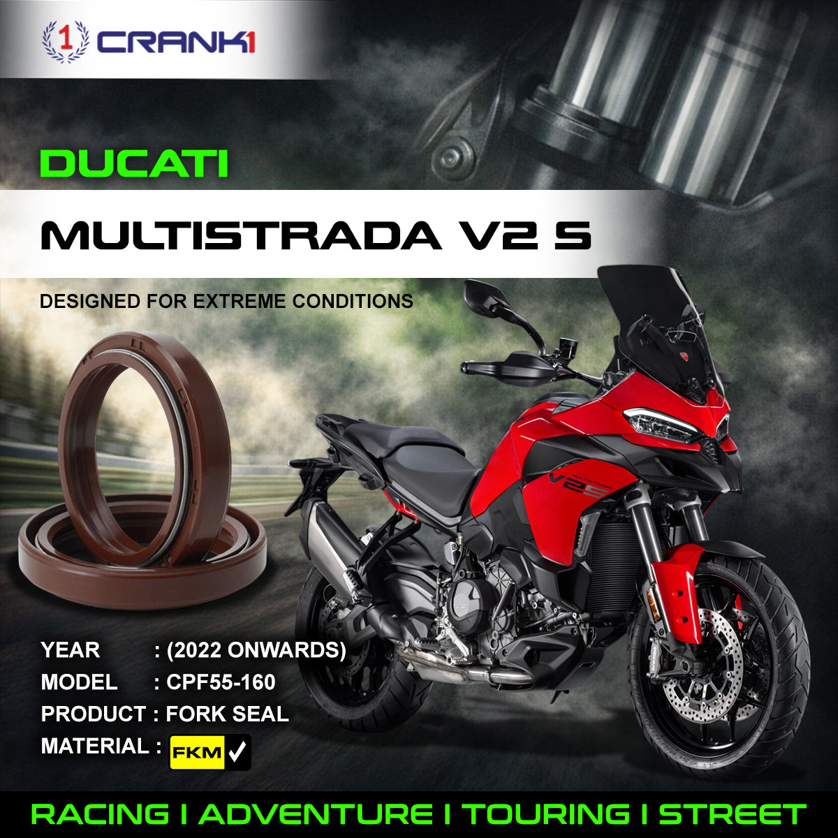Fork Oil Seals Pair For Ducati Multistrada V2 S (2022 Onwards) - CPF55-160