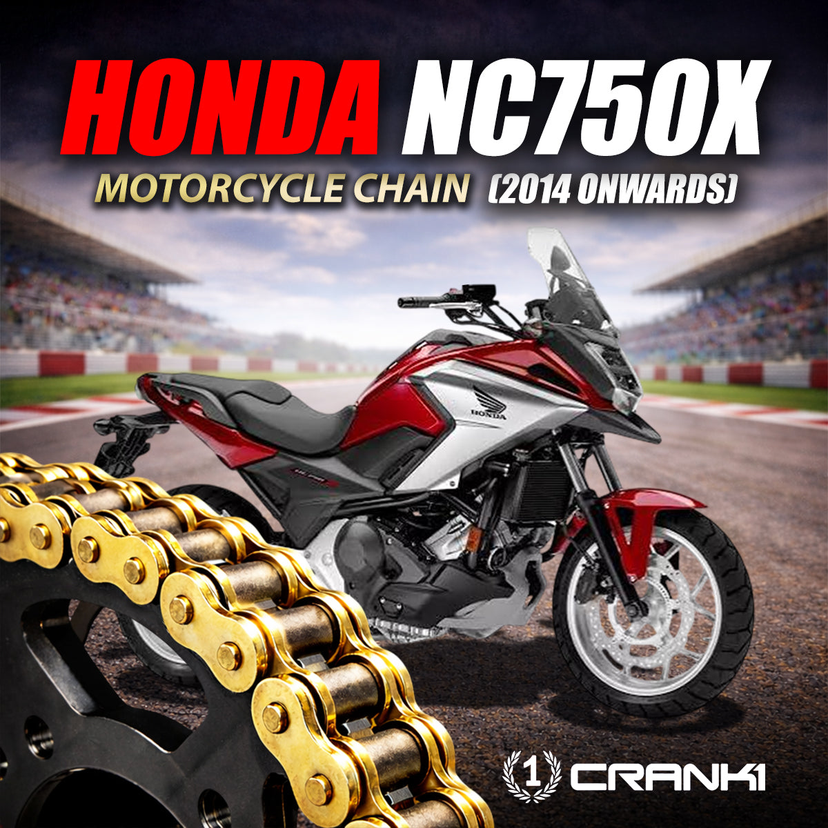 Chain For Honda NC750X (2014 Onwards) - 520 Pitch x 112 Links Gold (ZVMX)