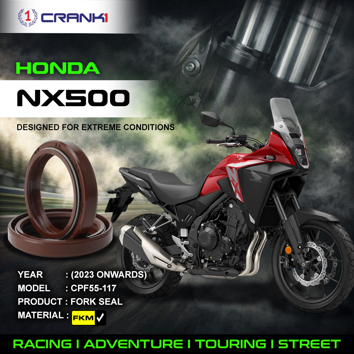 Fork Oil Seals Pair For Honda NX500 (2023 Onwards) - CPF55-117