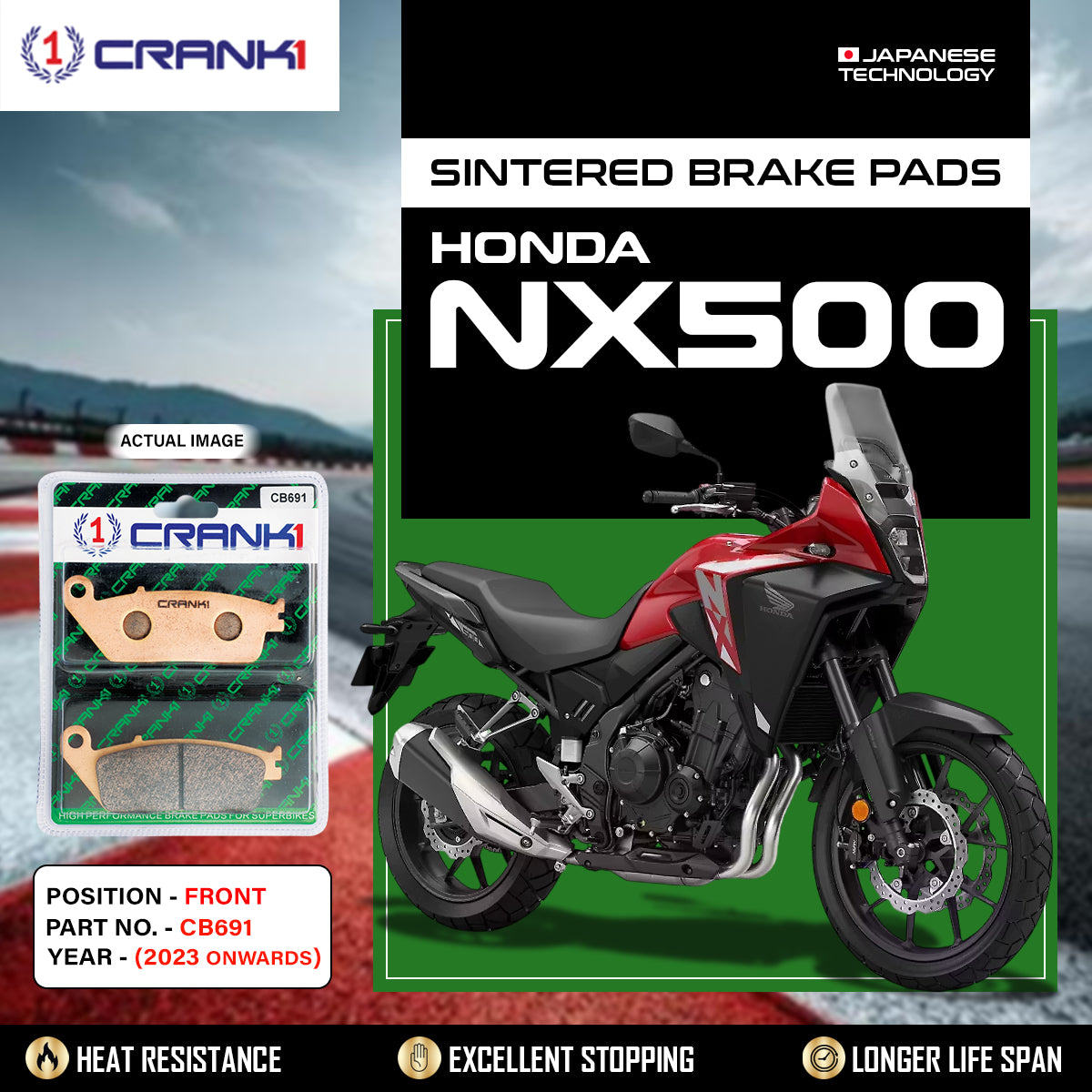 Sintered Brake Pads For Honda NX500 (2023 Onwards) - Front - CB691