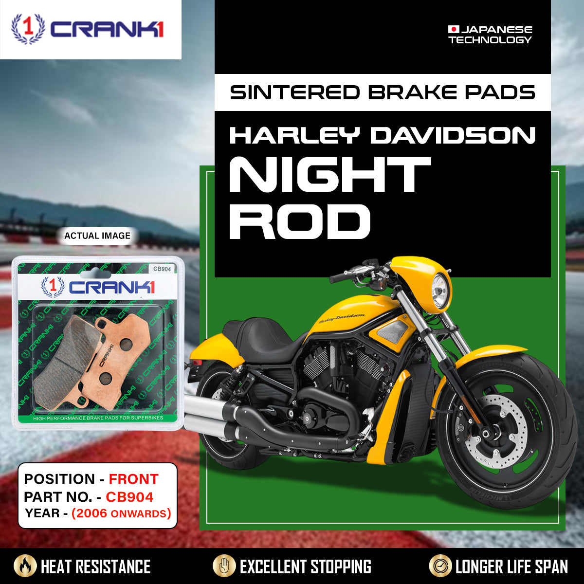 Sintered Brake Pads For Harley Davidson Night Rod (2006 Onwards) - Front - CB904 - 2 Sets