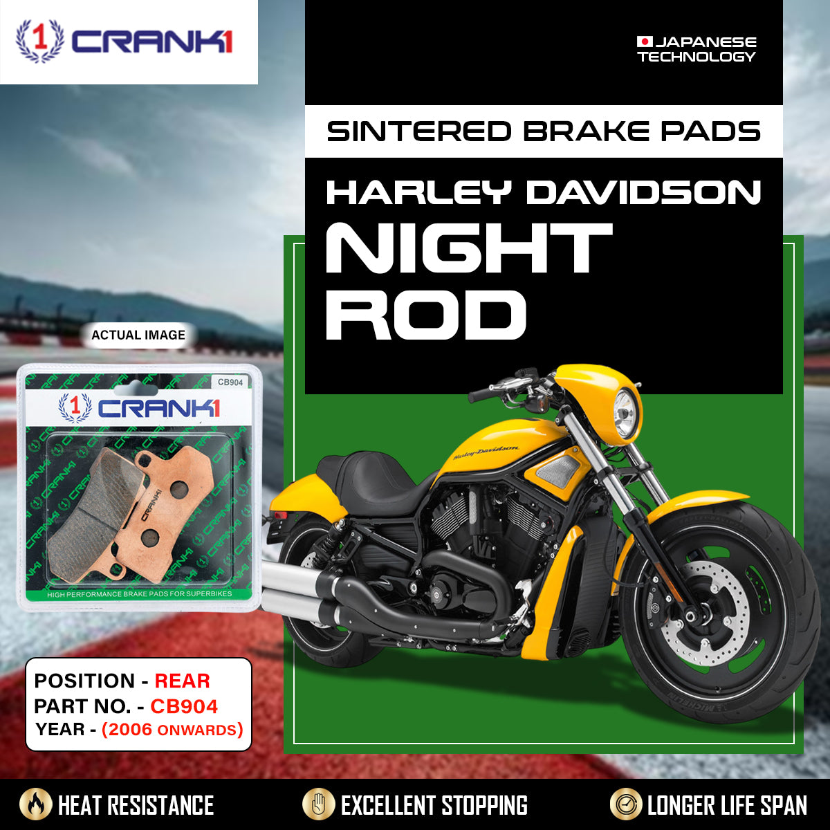 Sintered Brake Pads For Harley Davidson Night Rod (2006 Onwards) - Rear - CB904