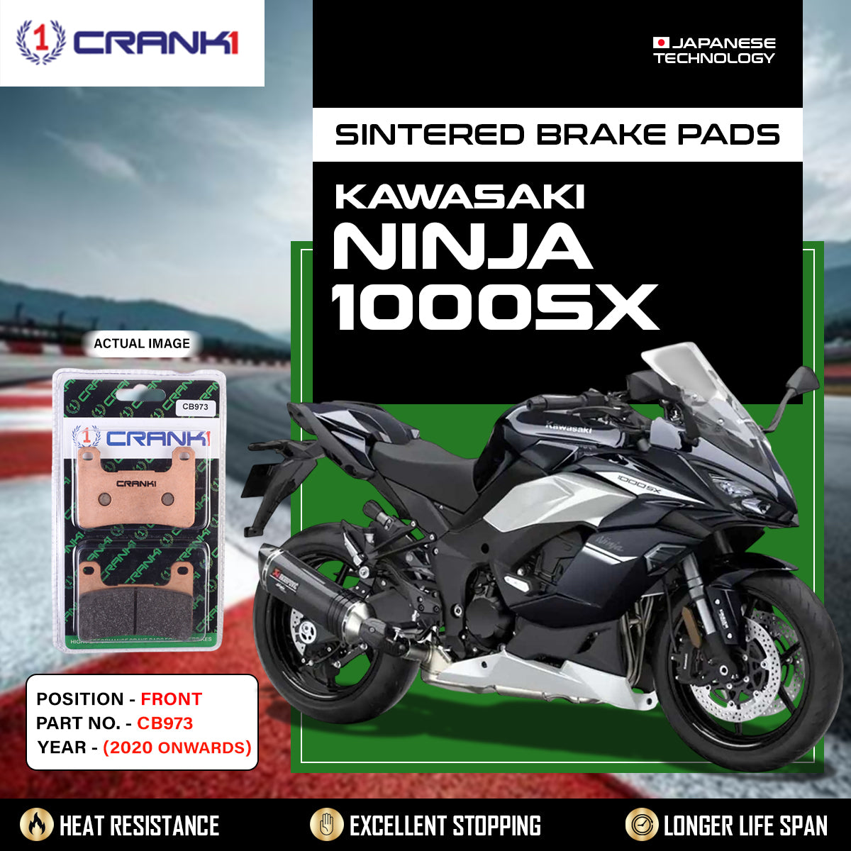 Sintered Brake Pads For Kawasaki Ninja 1000SX (2020 Onwards) - Front - CB973 - 2 Sets