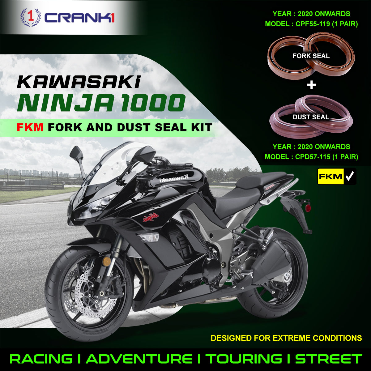 Fork And Dust Seals Kit For Kawasaki Ninja 1000 (2020 Onwards)