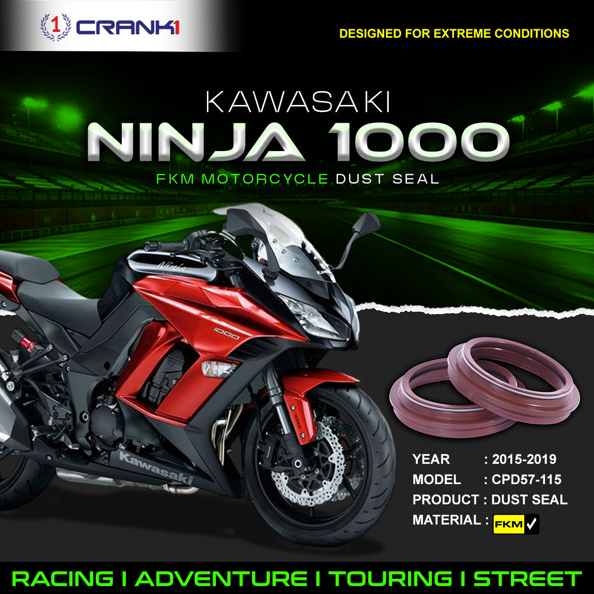 Fork Dust Seals Pair For Kawasaki Ninja 1000 (2015-2019) - CPD57-115