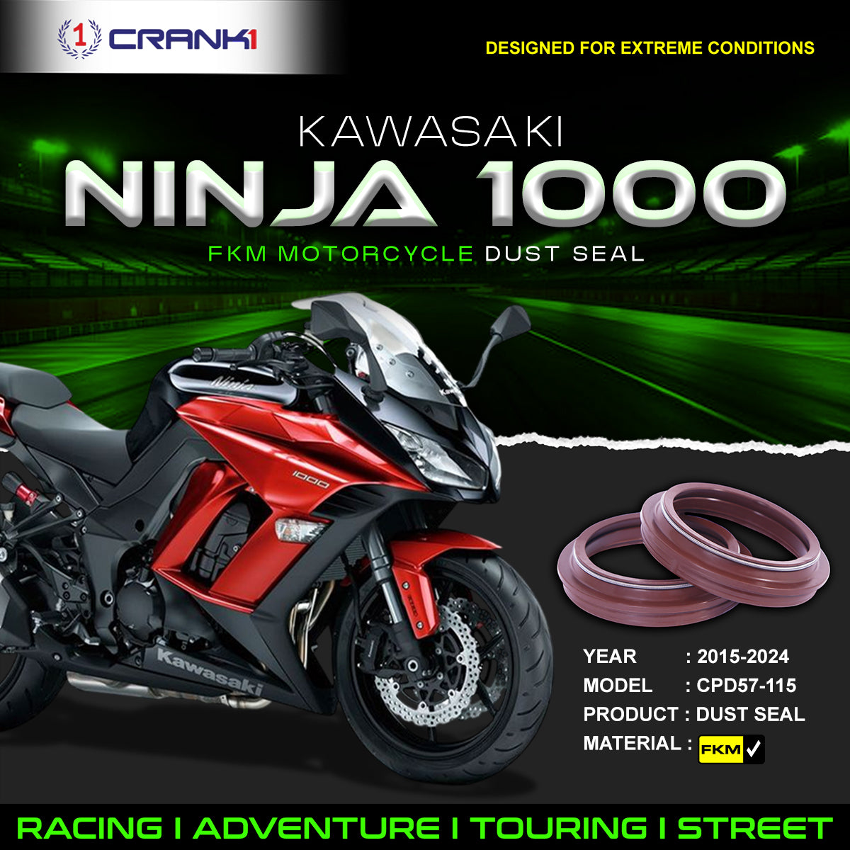 Fork Dust Seals Pair For Kawasaki Ninja 1000 (2015-2024) - CPD57-115