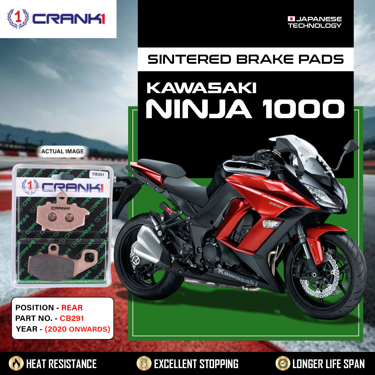 Sintered Brake Pads For Kawasaki Ninja 1000 (2020 Onwards) - Rear - CB291