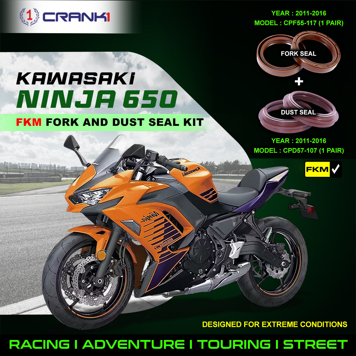 Fork And Dust Seals Kit For Kawasaki Ninja 650 (2011-2016)