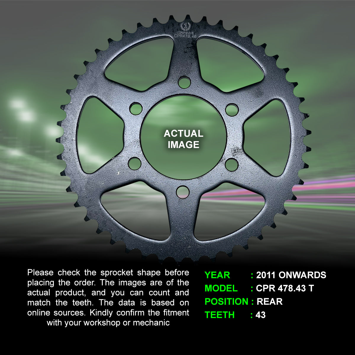 Sprocket For Kawasaki Ninja 650 (2011 Onwards) - Rear - CPR478.46T
