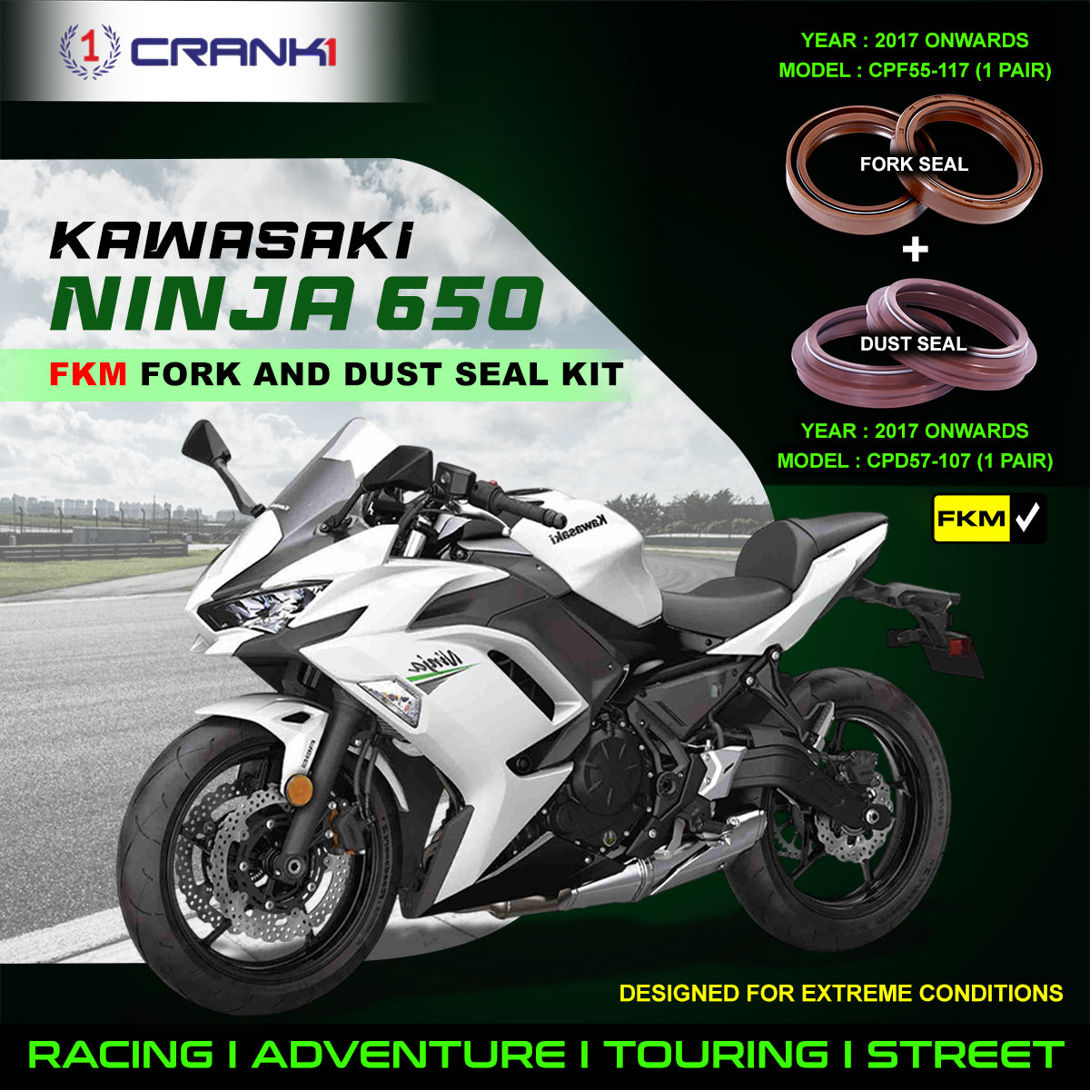 Fork And Dust Seals Kit For Kawasaki Ninja 650 (2017 Onwards)