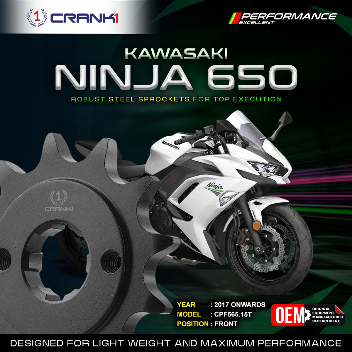 Sprocket For Kawasaki Ninja 650 (2017 Onwards) - Front - CPF565.15T