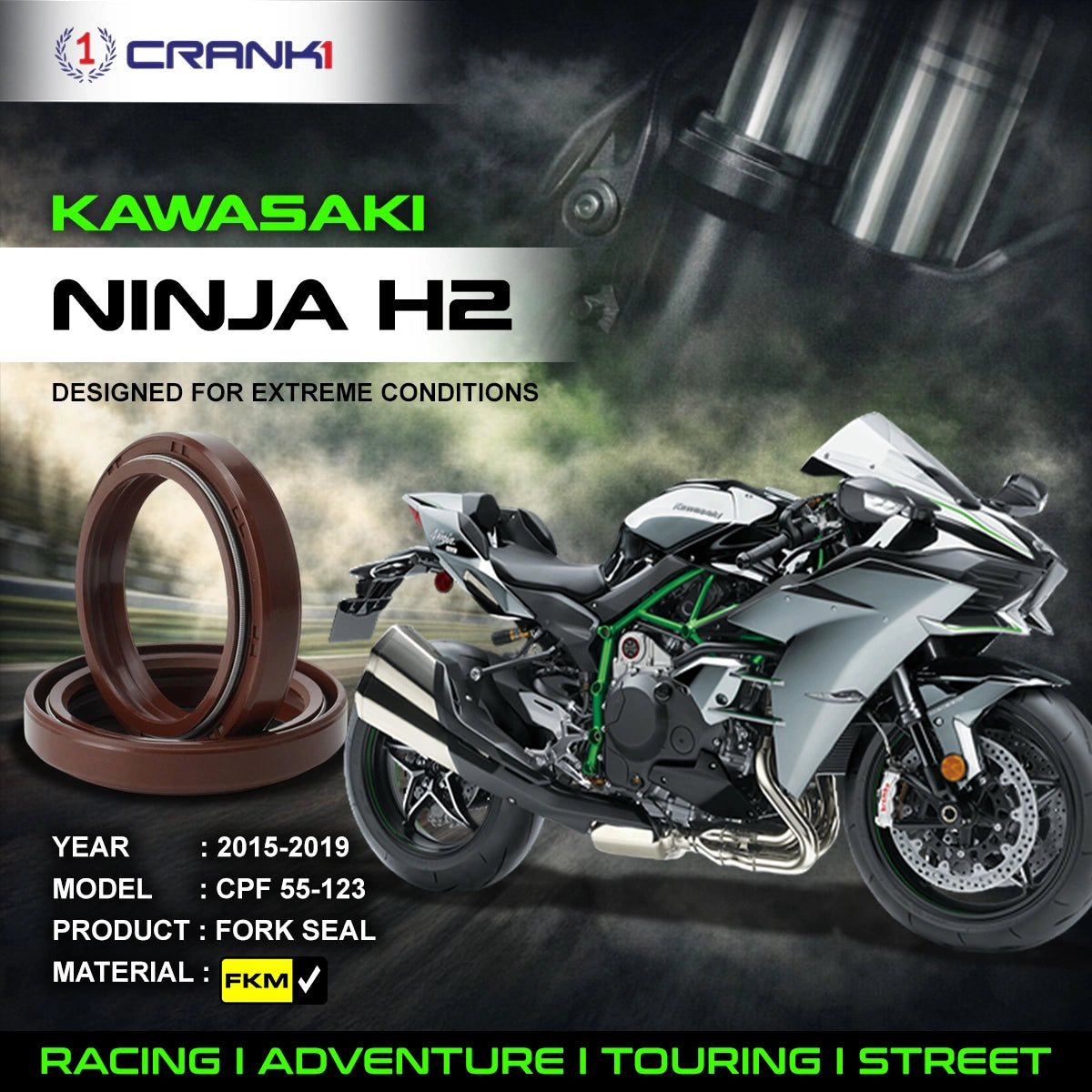 Fork Oil Seals Pair For Kawasaki Ninja H2 (2015-2019) - CPF55-123