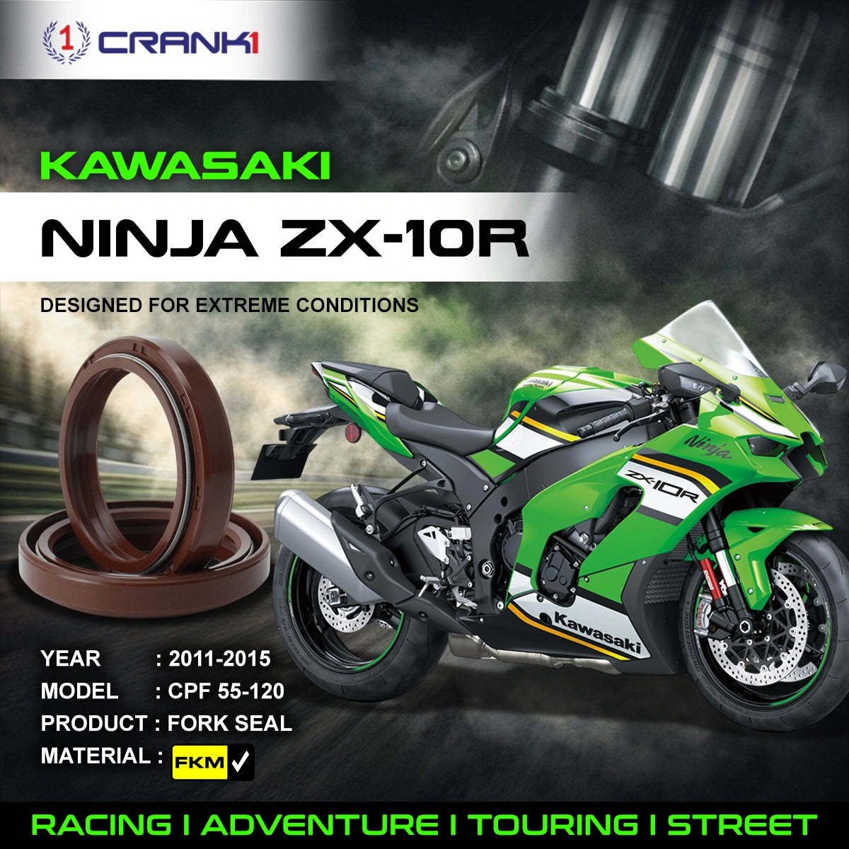 Fork Oil Seals Pair For Kawasaki Ninja ZX-10R (2011-2015) - CPF55-120