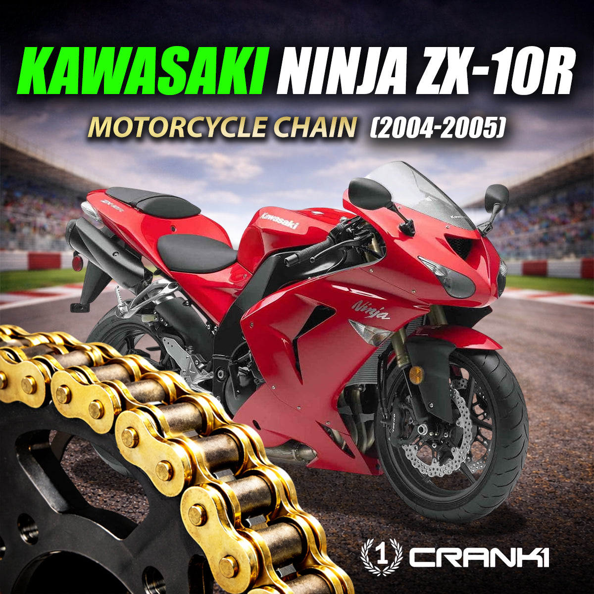 Chain For Kawasaki Ninja ZX-10R (2004-2005) - 525 Pitch x 110 Links Gold (ZVMX)