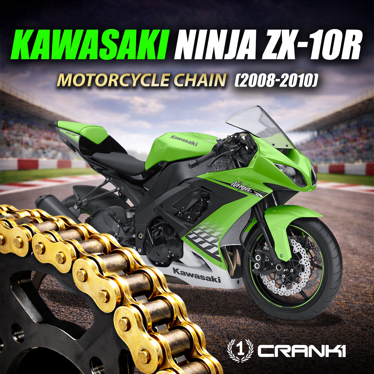 Chain For Kawasaki Ninja ZX-10R (2008-2010) - 525 Pitch x 110 Links Gold (ZVMX)