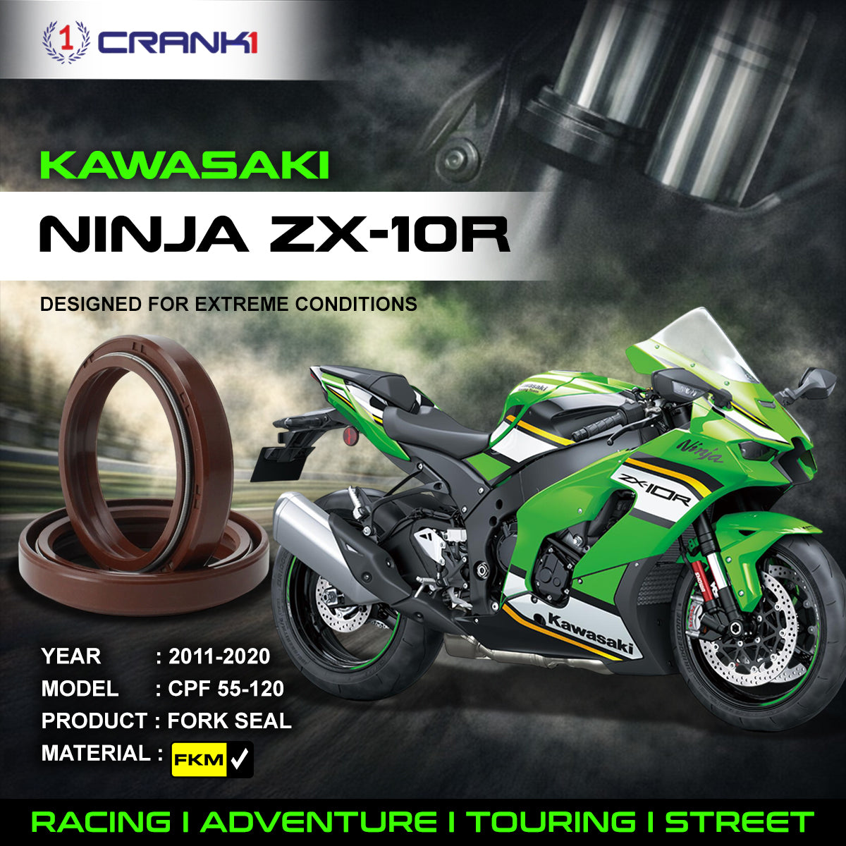 Fork Oil Seals Pair For Kawasaki Ninja ZX-10R (2011-2020) - CPF55-120