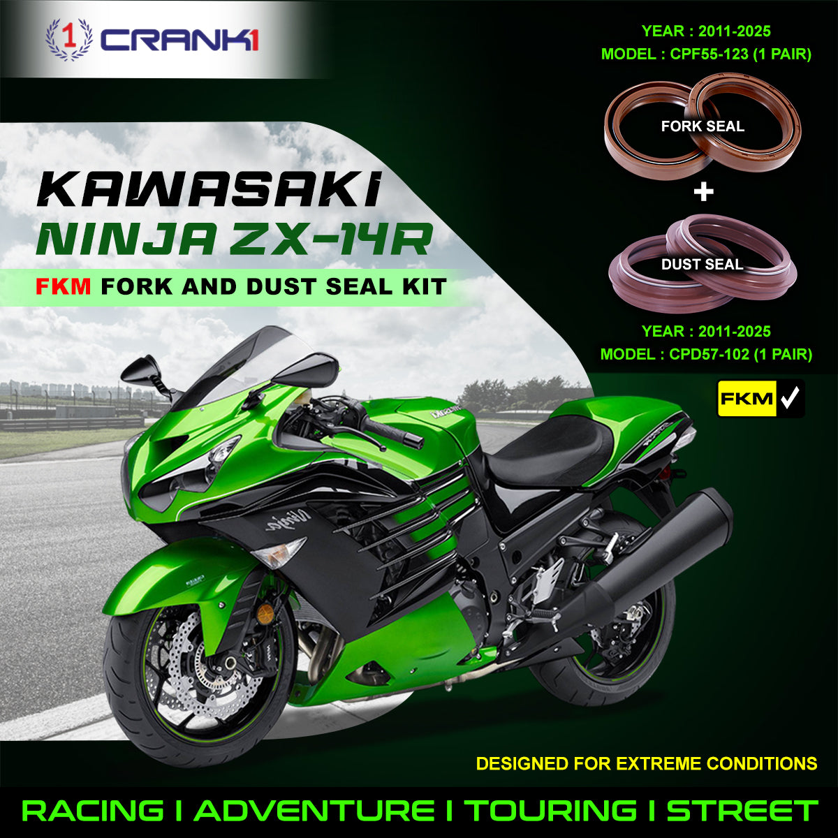 Fork And Dust Seals Kit For Kawasaki Ninja ZX-14R (2011-2025)