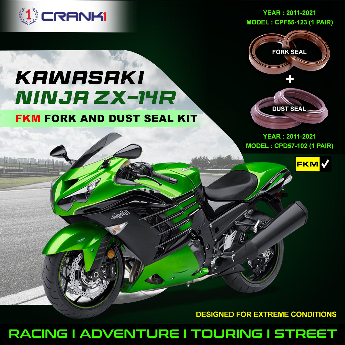 Fork And Dust Seals Kit For Kawasaki Ninja ZX-14R (2011-2021)