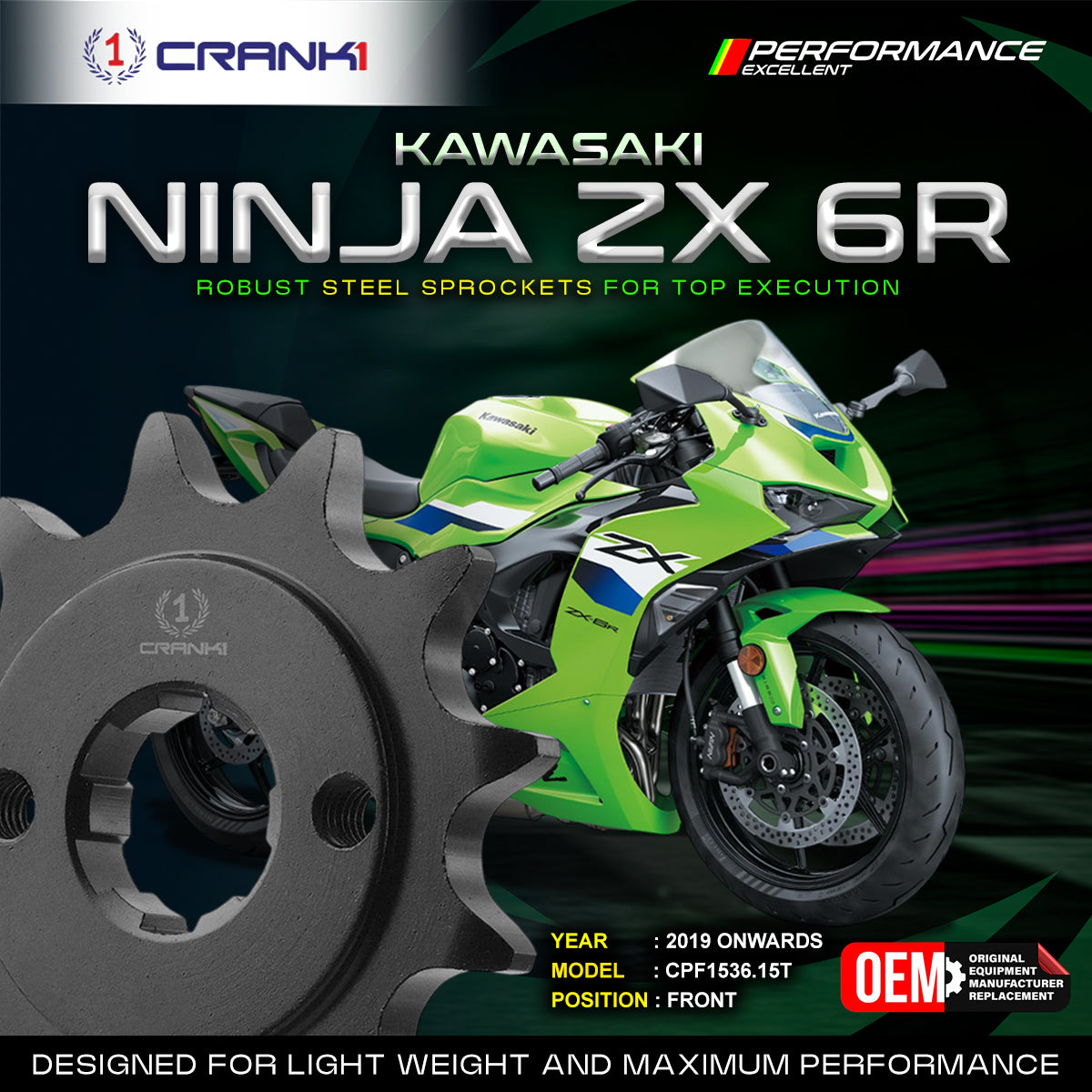 Sprocket For Kawasaki Ninja ZX-6R (2019 Onwards) - Front - CPF1536.15T