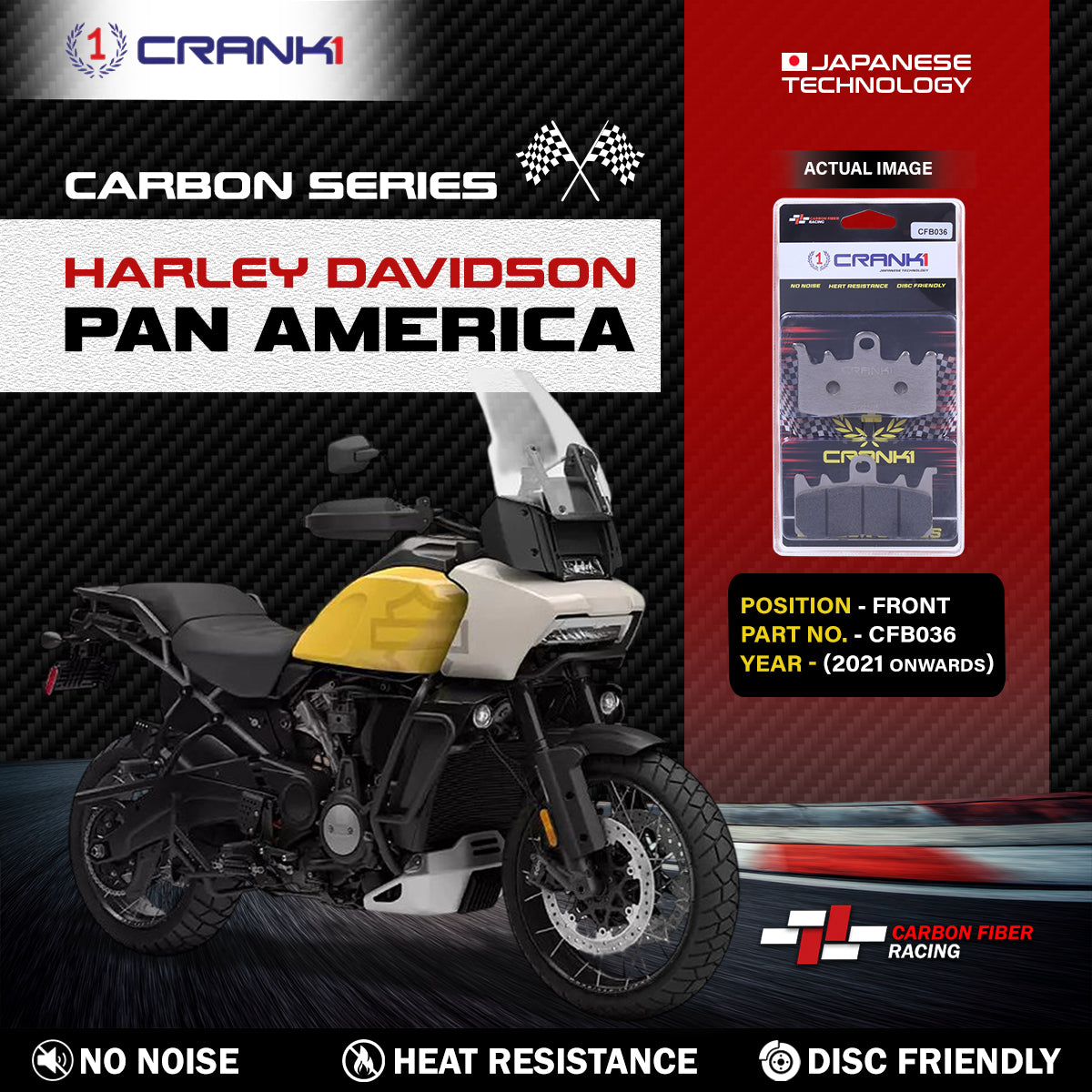 Carbon Brake Pads For Harley Davidson Pan America (2021 Onwards) - Front - CFB036 - 2 Sets