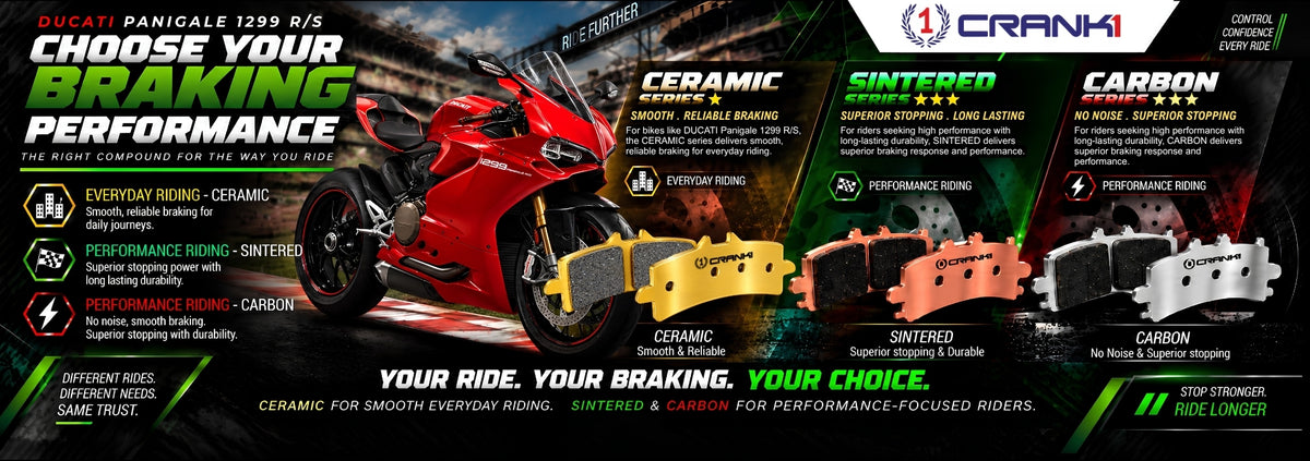 Ceramic Brake Pads For  Ducati Panigale 1299 R/S	(2012-2015)  - Rear - CRM469 - 1 Set | Smooth Braking | Heat Resistant | Long Life | Disc Friendly
