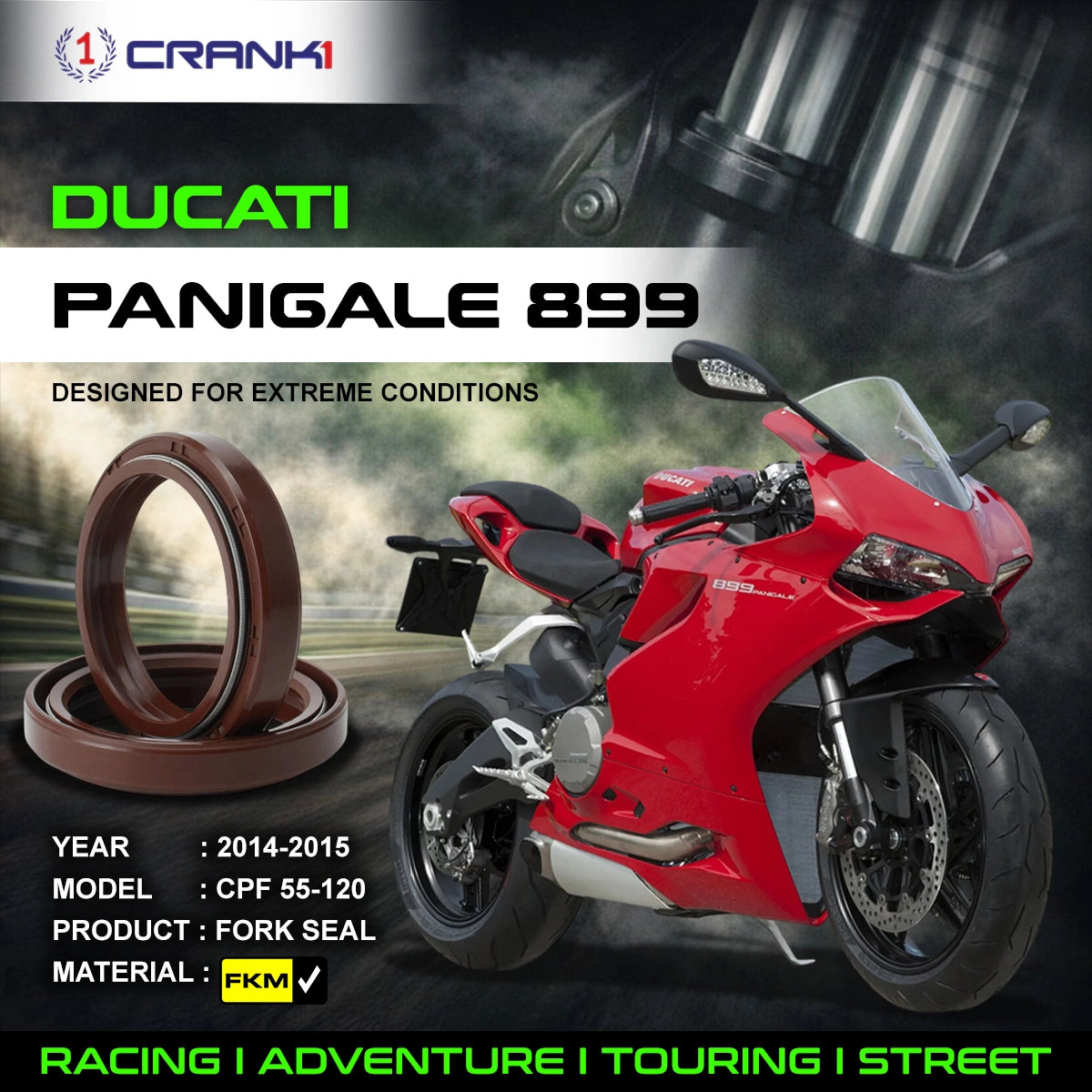 Fork Oil Seals Pair For Ducati Panigale 899 (2014-2015) - CPF55-120