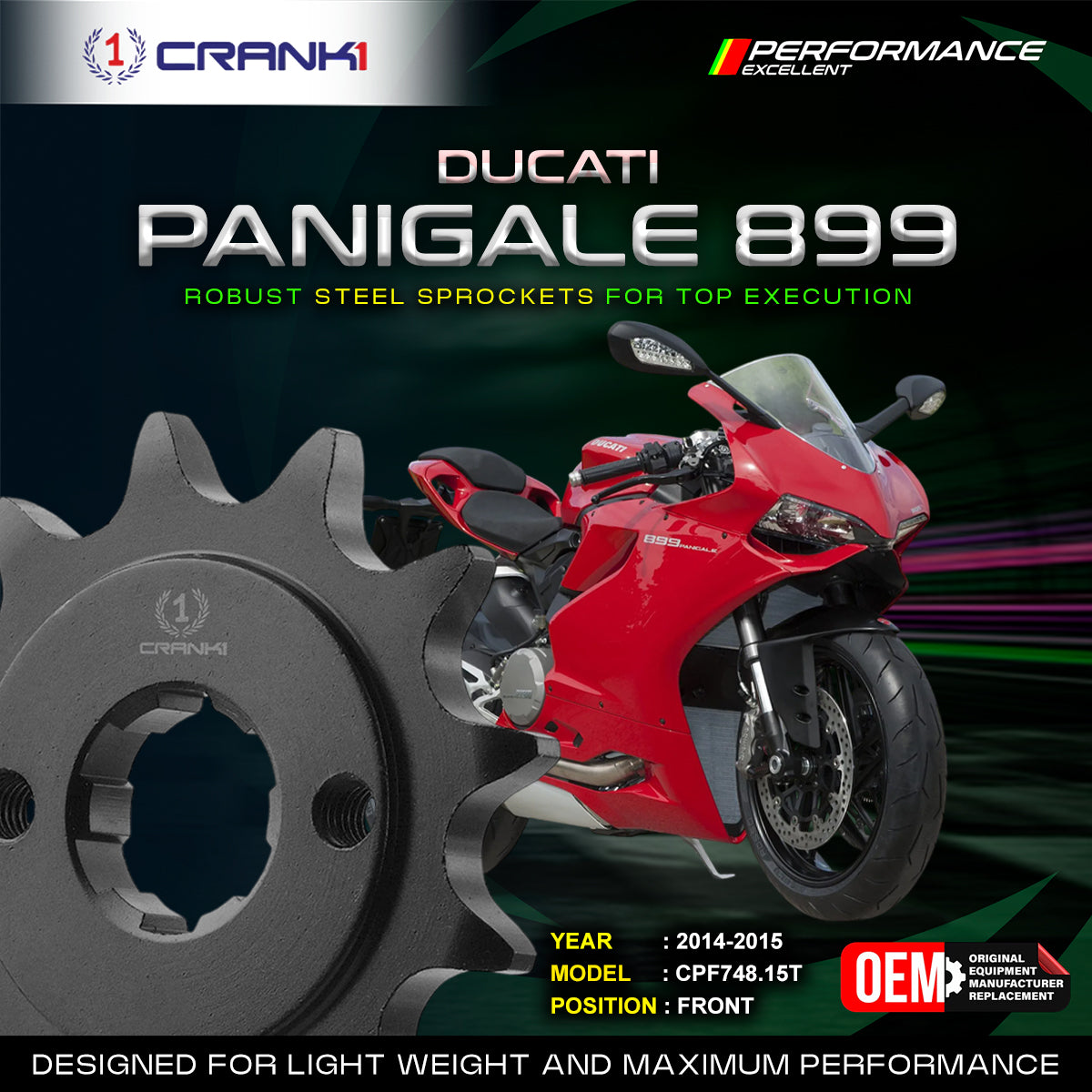 Sprocket For Ducati Panigale 899 (2014-2015) - Front - CPF748.15T