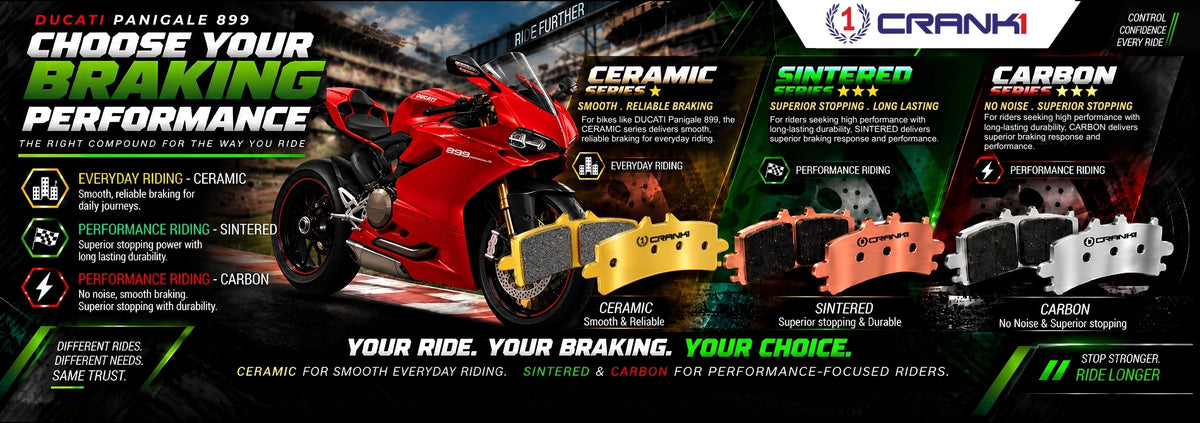 Ceramic Brake Pads For Ducati Panigale 899 (2014-2015) - Front - CRM0709 - 2 Sets | Smooth Braking | Heat Resistant | Long Life | Disc Friendly