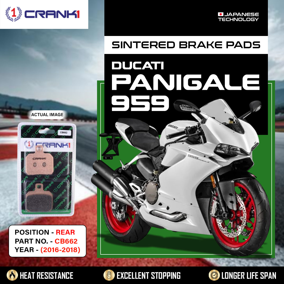 Sintered Brake Pads For Ducati Panigale 959 (2016-2018) - Rear - CB662